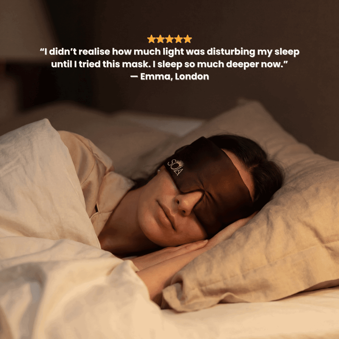 Mulberry Silk Sleep Mask - Sola Eclipse Blackout Sleep Mask for Deeper Sleep - Sola Wellness