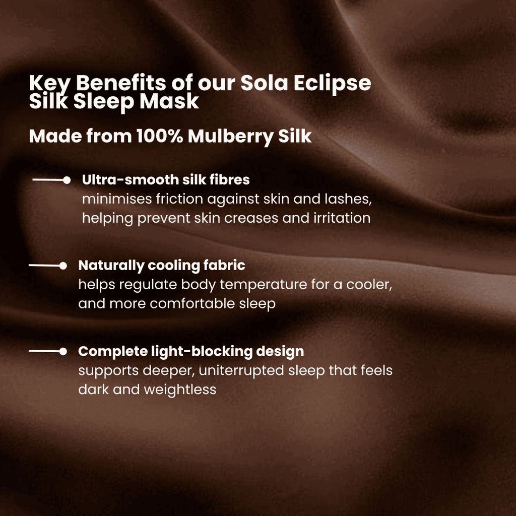 Mulberry Silk Sleep Mask - Sola Eclipse Blackout Sleep Mask for Deeper Sleep - Sola Wellness