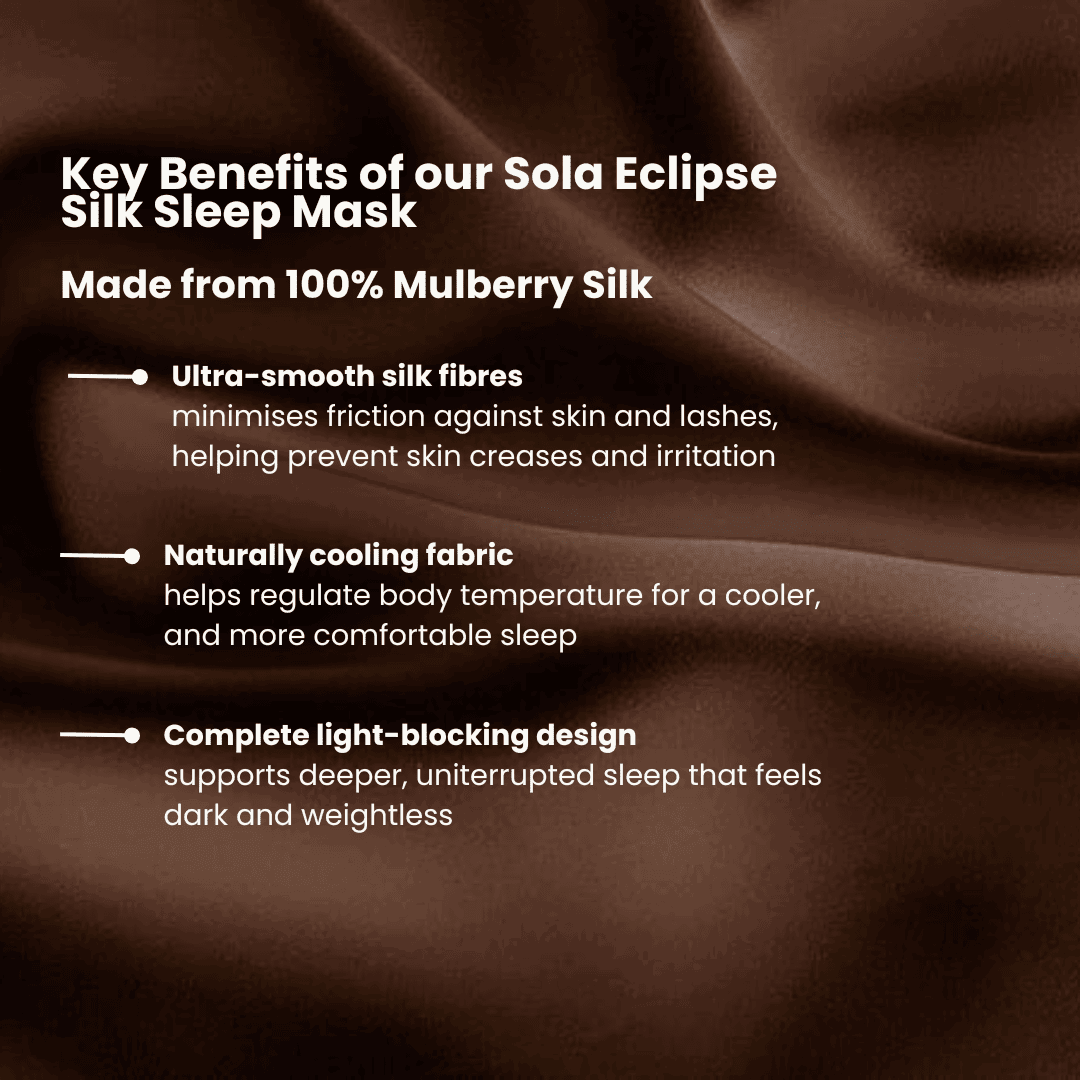 Mulberry Silk Sleep Mask - Sola Eclipse Blackout Sleep Mask for Deeper Sleep - Sola Wellness