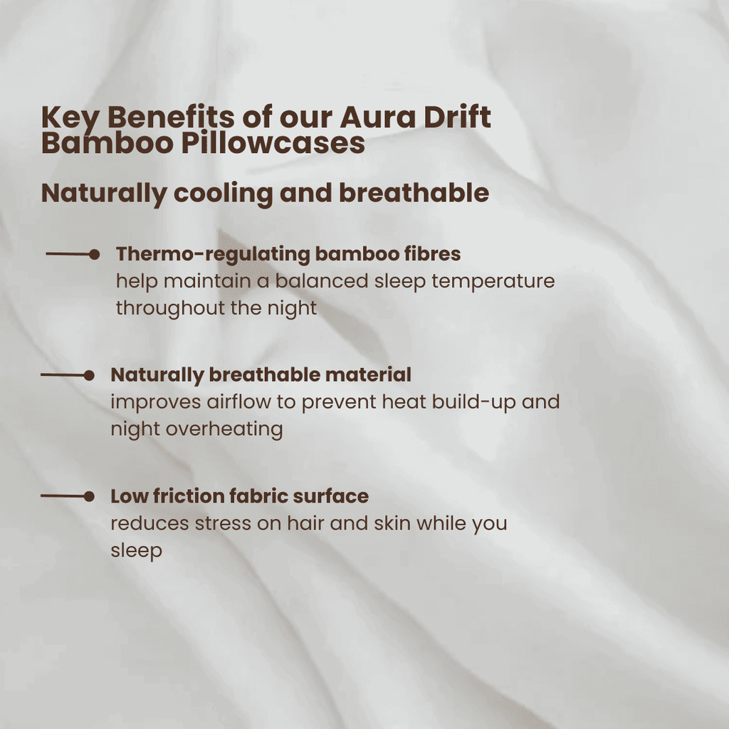 Cooling Bamboo Pillowcase Pair - Aura Drift Breathable For Hot Sleepers - Sola Wellness