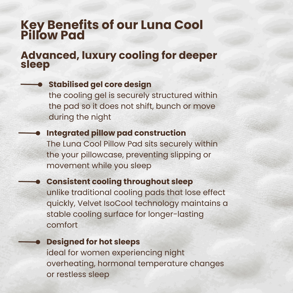 Cooling Pillow Pad - Luna Cool Temperature Regulating Pillow Pad for Cooler Sleep - Sola Wellness